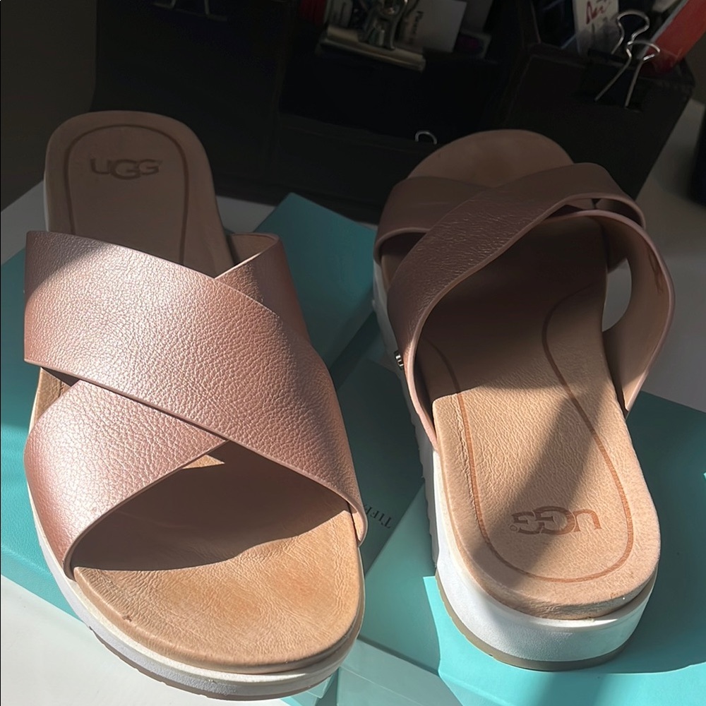 UGG Women's Tan Slide Sandals